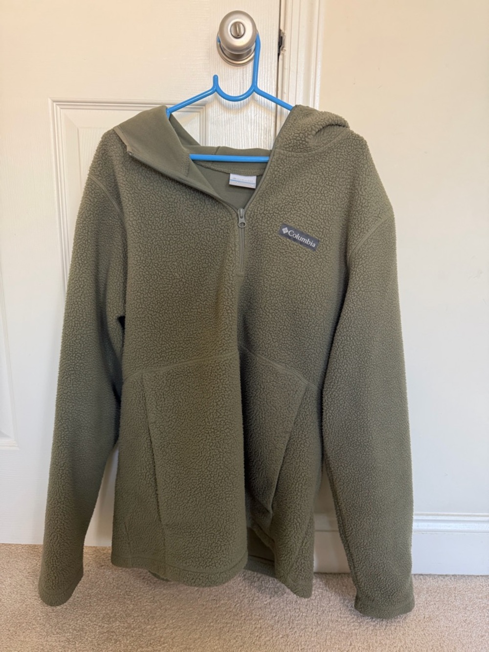 Columbia Mens Olive Green Hooded Fleece Jacket